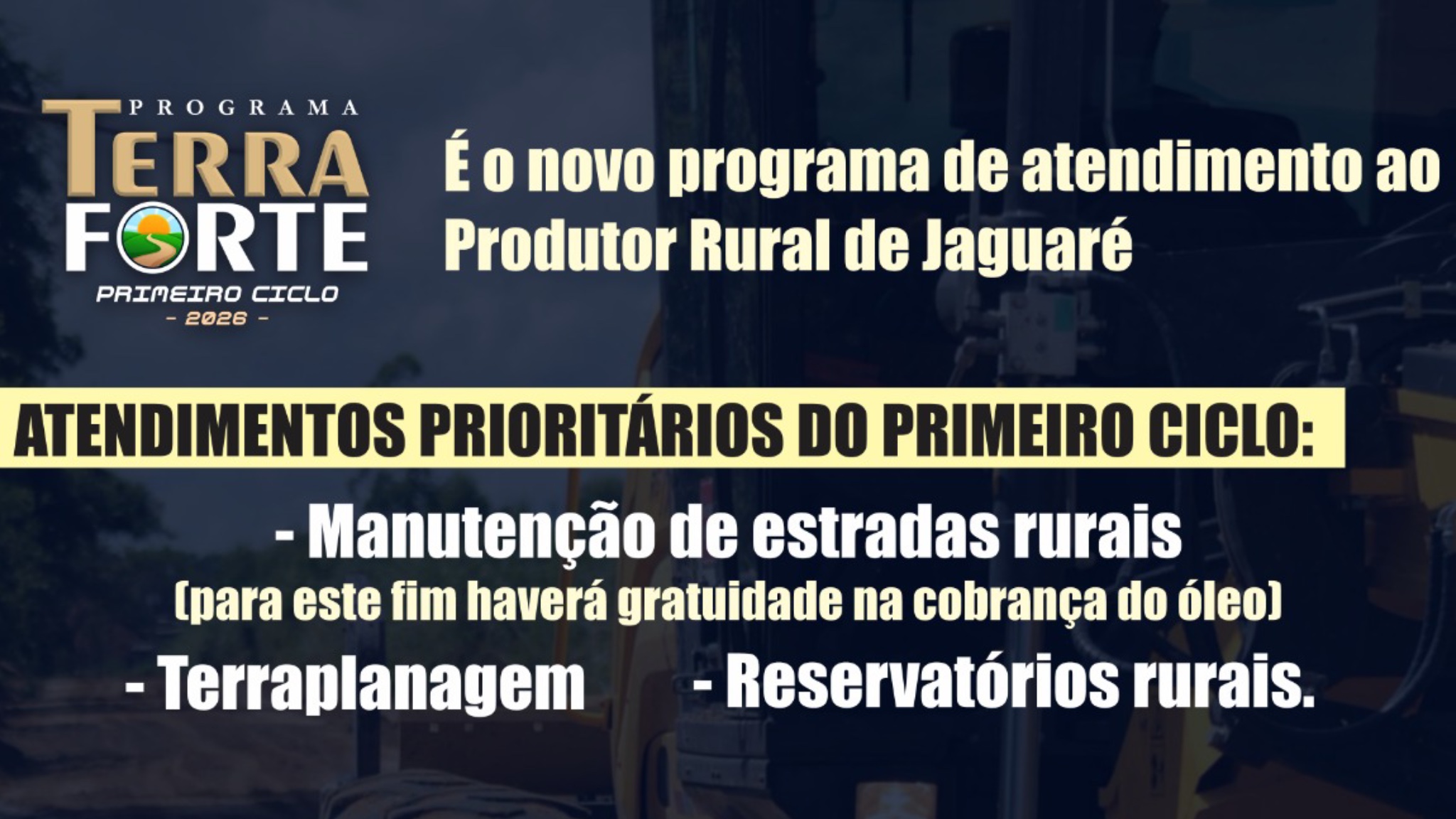 Prefeitura de Jaguaré convoca produtores para cadastramento do Programa Terra Forte